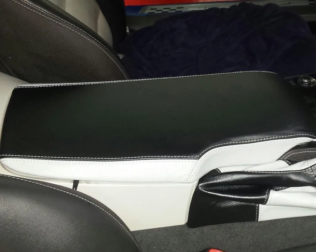 RedlineGoods armrest Cover Compatible with Chevrolet Corvette C6 2005-13. Tailor Made - not Universal. Genuine top-Grade Italian Black Suede (Alcantara) with Silver Thread