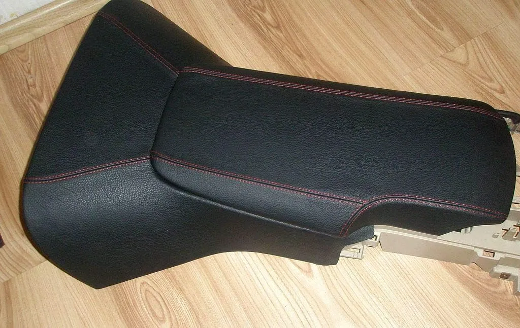 RedlineGoods armrest Cover Compatible with Chevrolet Corvette C6 2005-13. Tailor Made - not Universal. Genuine top-Grade Italian Black Suede (Alcantara) with Silver Thread