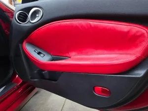 RedlineGoods Door Insert Covers Compatible with Nissan 370Z 2009-20. Tailor Made - not Universal. Genuine top-Grade Italian Black Suede (Alcantara) with Silver Thread