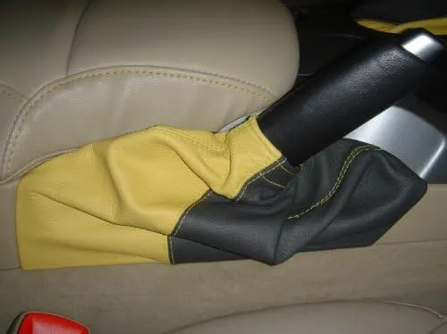 RedlineGoods ebrake Boot Compatible with Chevrolet Corvette C6 2005-13. Tailor Made - not Universal. Genuine top-Grade Italian Black Suede (Alcantara) with Red Thread