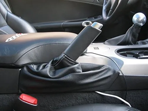 RedlineGoods ebrake Boot Compatible with Chevrolet Corvette C6 2005-13. Tailor Made - not Universal. Genuine top-Grade Italian Black Suede (Alcantara) with Red Thread