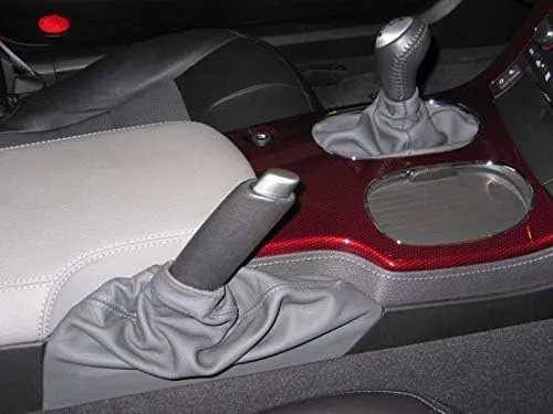 RedlineGoods ebrake Boot Compatible with Chevrolet Corvette C6 2005-13. Tailor Made - not Universal. Genuine top-Grade Italian Black Suede (Alcantara) with Red Thread