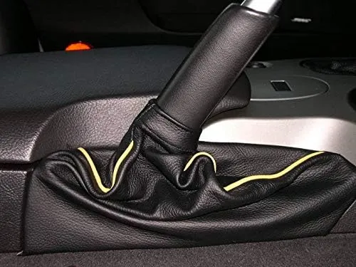 RedlineGoods ebrake Boot Compatible with Chevrolet Corvette C6 2005-13. Tailor Made - not Universal. Genuine top-Grade Italian Black Suede (Alcantara) with Red Thread
