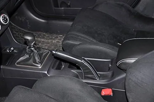 RedlineGoods ebrake Boot Compatible with Mitsubishi Lancer/Evo X 2008-15. Tailor Made - not Universal. Genuine top-Grade Italian Black Suede (Alcantara) with Red Thread