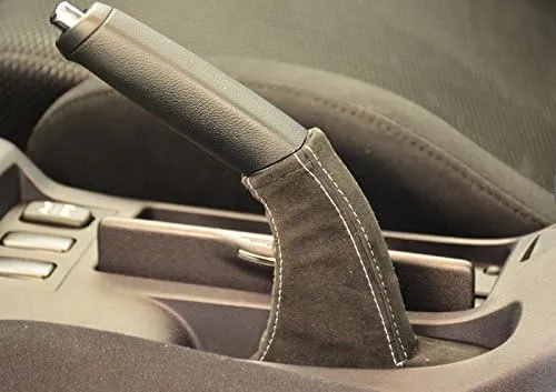RedlineGoods ebrake Boot Compatible with Mitsubishi Lancer/Evo X 2008-15. Tailor Made - not Universal. Genuine top-Grade Italian Black Suede (Alcantara) with Red Thread
