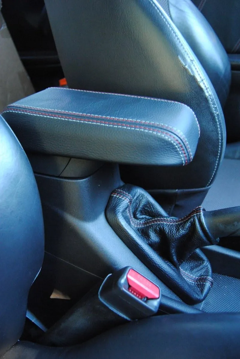 RedlineGoods ebrake Boot Compatible with Saturn ION 2003-07. Tailor Made - not Universal. Genuine top-Grade Italian Black Suede (Alcantara) with Blue Thread