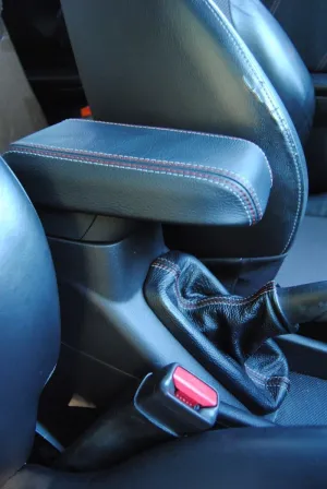 RedlineGoods ebrake Boot Compatible with Saturn ION 2003-07. Tailor Made - not Universal. Genuine top-Grade Italian Black Suede (Alcantara) with Blue Thread