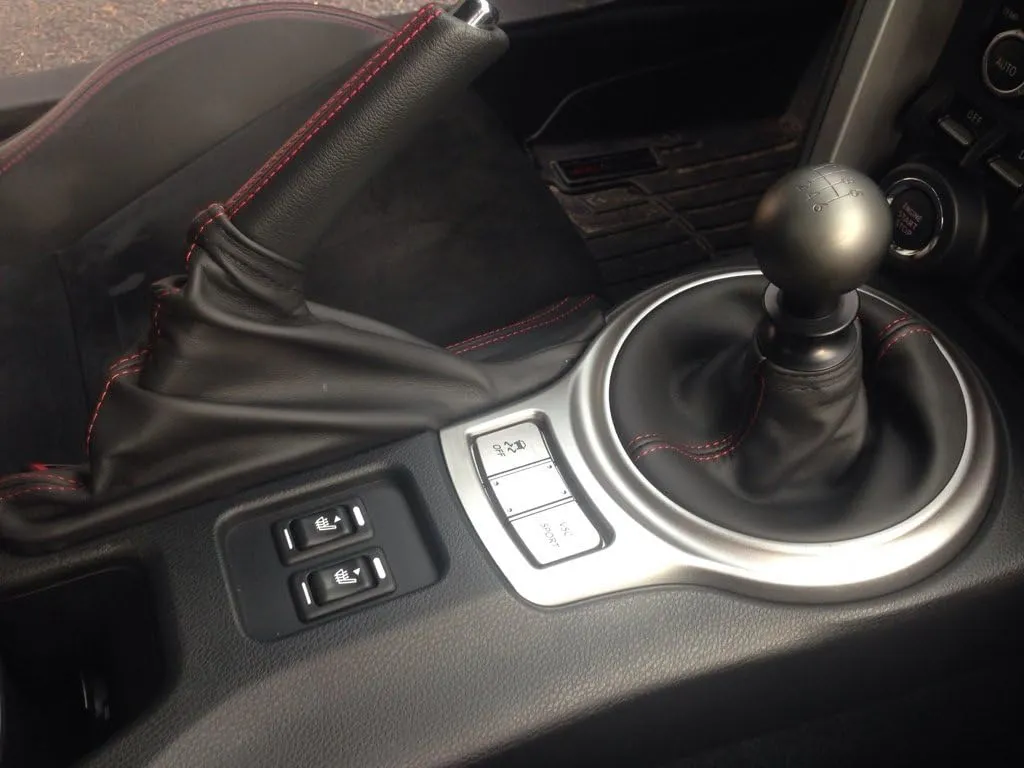 RedlineGoods ebrake Boot Compatible with Subaru BRZ 2012-21. Tailor Made - not Universal. Genuine top-Grade Italian Black Suede (Alcantara) with Red Thread