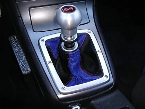 RedlineGoods ebrake Boot Compatible with Subaru Impreza 2005-07. Tailor Made - not Universal. Genuine top-Grade Italian Black Suede (Alcantara) with Blue Thread