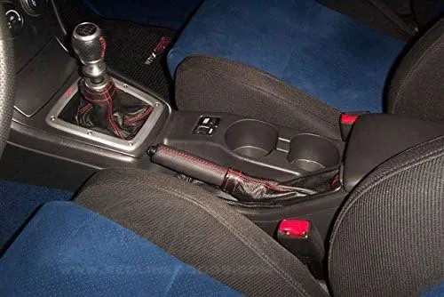 RedlineGoods ebrake Boot Compatible with Subaru Impreza 2005-07. Tailor Made - not Universal. Genuine top-Grade Italian Black Suede (Alcantara) with Blue Thread