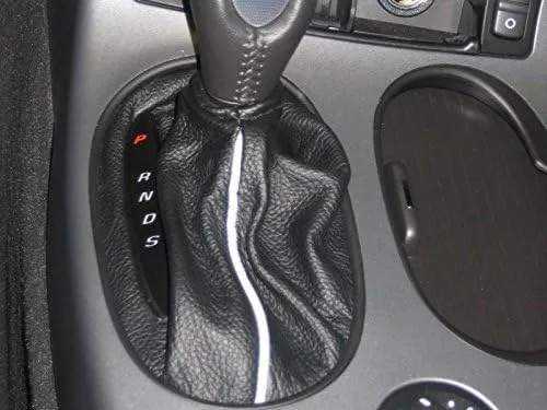 RedlineGoods Shift Boot - Automatic Compatible with Chevrolet Corvette C6 2005-13. Tailor Made - not Universal. Genuine top-Grade Italian Black Suede (Alcantara) with Red Thread