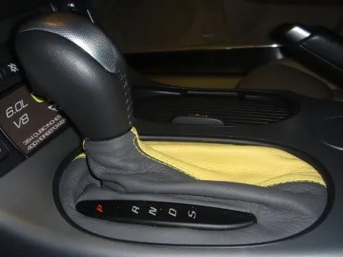 RedlineGoods Shift Boot - Automatic Compatible with Chevrolet Corvette C6 2005-13. Tailor Made - not Universal. Genuine top-Grade Italian Black Suede (Alcantara) with Red Thread