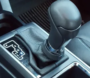 RedlineGoods Shift Boot - Automatic Compatible with Toyota Tacoma 2015-23. Tailor Made - not Universal. Genuine top-Grade Italian Black Suede (Alcantara) with Red Thread