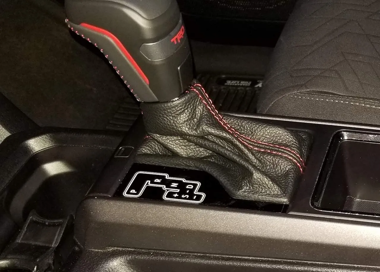 RedlineGoods Shift Boot - Automatic Compatible with Toyota Tacoma 2015-23. Tailor Made - not Universal. Genuine top-Grade Italian Black Suede (Alcantara) with Red Thread