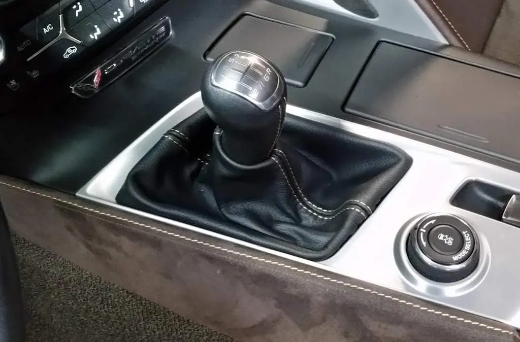 RedlineGoods Shift Boot Compatible with Chevrolet Corvette C7 2014-19. Tailor Made - not Universal. Genuine top-Grade Italian Black Suede (Alcantara) with Red Thread