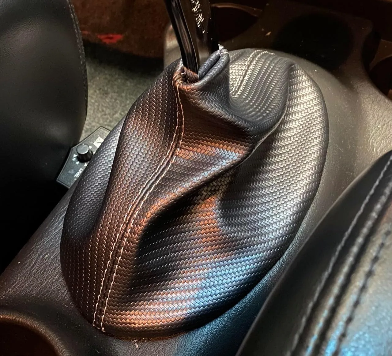 RedlineGoods Shift Boot Compatible with Dodge SRT-4 2003-05. Tailor Made - not Universal. Genuine top-Grade Italian Black Suede (Alcantara) with Red Thread