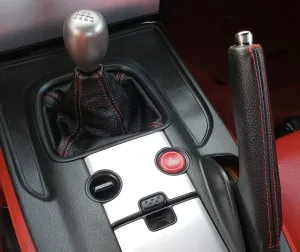 RedlineGoods Shift Boot Compatible with Honda S2000 1999-09. Tailor Made - not Universal. Genuine top-Grade Italian Black Suede (Alcantara) with Red Thread