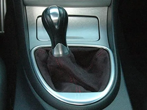 RedlineGoods Shift Boot Compatible with Infiniti G37 (V36) 2008-13. Tailor Made - not Universal. Genuine top-Grade Italian Black Suede (Alcantara) with Blue Thread