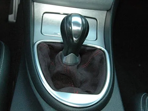 RedlineGoods Shift Boot Compatible with Infiniti G37 (V36) 2008-13. Tailor Made - not Universal. Genuine top-Grade Italian Black Suede (Alcantara) with Blue Thread