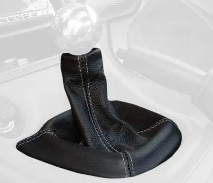 RedlineGoods Shift Boot Compatible with Mitsubishi Eclipse 1995-99. Tailor Made - not Universal. Genuine top-Grade Italian Black Suede (Alcantara) with Blue Thread