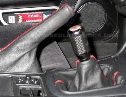 RedlineGoods Shift Boot Compatible with Nissan 240SX 1989-94. Tailor Made - not Universal. Genuine top-Grade Italian Black Suede (Alcantara) with Silver Thread