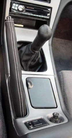 RedlineGoods Shift Boot Compatible with Nissan 240SX 1989-94. Tailor Made - not Universal. Genuine top-Grade Italian Black Suede (Alcantara) with Silver Thread