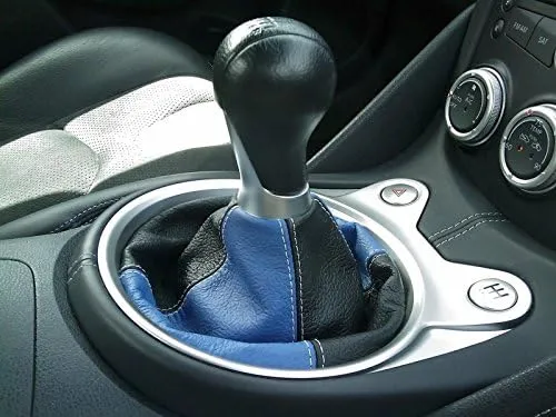 RedlineGoods Shift Boot Compatible with Nissan 370Z 2009-20. Tailor Made - not Universal. Genuine top-Grade Italian Black Suede (Alcantara) with Red Thread