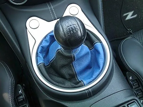 RedlineGoods Shift Boot Compatible with Nissan 370Z 2009-20. Tailor Made - not Universal. Genuine top-Grade Italian Black Suede (Alcantara) with Red Thread