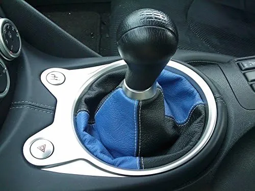RedlineGoods Shift Boot Compatible with Nissan 370Z 2009-20. Tailor Made - not Universal. Genuine top-Grade Italian Black Suede (Alcantara) with Red Thread