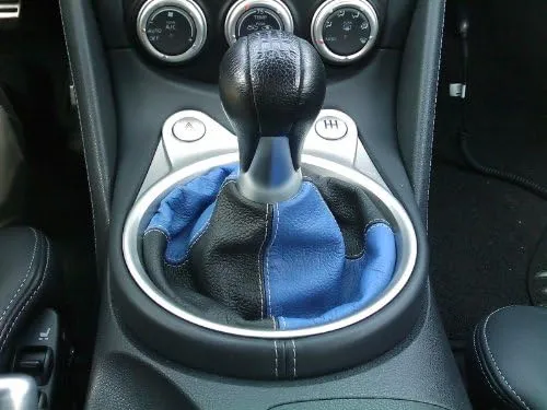 RedlineGoods Shift Boot Compatible with Nissan 370Z 2009-20. Tailor Made - not Universal. Genuine top-Grade Italian Black Suede (Alcantara) with Red Thread