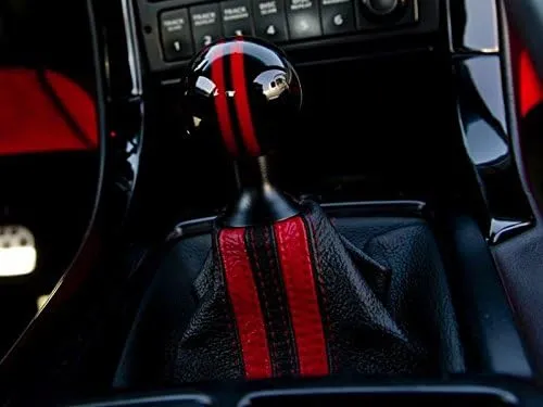 RedlineGoods Shift Boot Compatible with Pontiac GTO 2004-06. Tailor Made - not Universal. Genuine top-Grade Italian Black Suede (Alcantara) with Red Thread