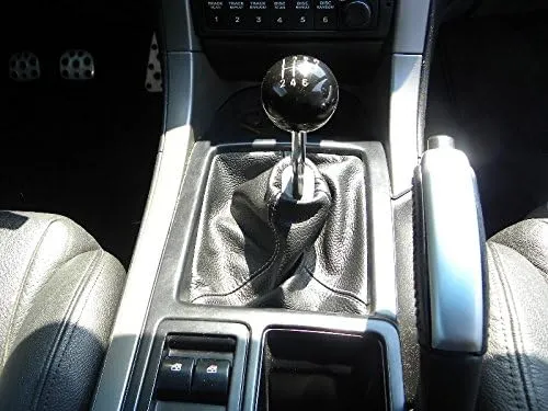 RedlineGoods Shift Boot Compatible with Pontiac GTO 2004-06. Tailor Made - not Universal. Genuine top-Grade Italian Black Suede (Alcantara) with Red Thread