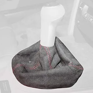 RedlineGoods Shift Boot Compatible with Porsche Cayman 2005-13. Tailor Made - not Universal. Genuine top-Grade Italian Black Suede (Alcantara) with Silver Thread