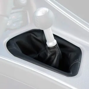 RedlineGoods Shift Boot - Manual Compatible with Dodge Challenger 2015-23. Tailor Made - not Universal. Genuine top-Grade Italian Black Suede (Alcantara) with Silver Thread