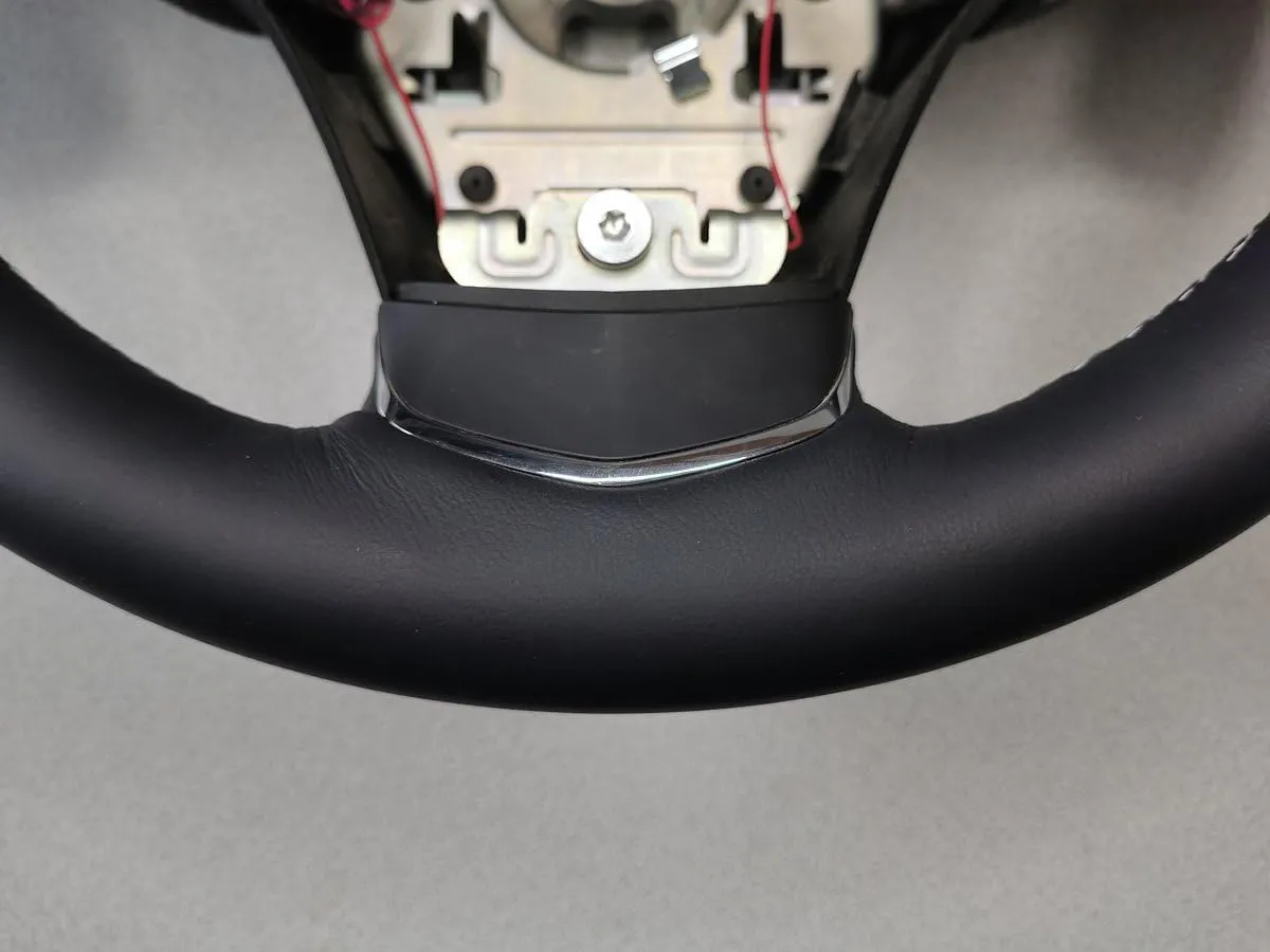 RedlineGoods Steering Wheel Cover - 3-Spoke Compatible with Chevrolet Corvette C6 2012-13. Tailor Made - not Universal. Genuine top-Grade Italian Black Suede (Alcantara) with Red Thread
