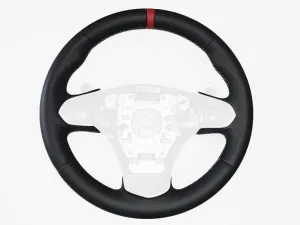RedlineGoods Steering Wheel Cover - 3-Spoke Compatible with Chevrolet Corvette C6 2012-13. Tailor Made - not Universal. Genuine top-Grade Italian Black Suede (Alcantara) with Red Thread