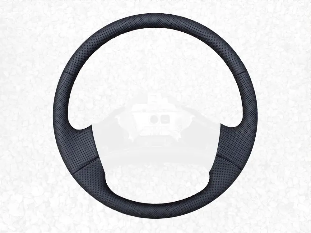 RedlineGoods Steering Wheel Cover Compatible with Ford F-250 / F-350 1991-97. Tailor Made - not Universal. Genuine top-Grade Italian Black Suede (Alcantara) with Silver Thread