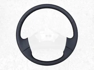 RedlineGoods Steering Wheel Cover Compatible with Ford F-250 / F-350 1991-97. Tailor Made - not Universal. Genuine top-Grade Italian Black Suede (Alcantara) with Silver Thread