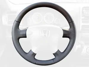 RedlineGoods Steering Wheel Cover Compatible with Honda CR-V 2002-06. Tailor Made - not Universal. Genuine top-Grade Italian Black Suede (Alcantara) with Blue Thread