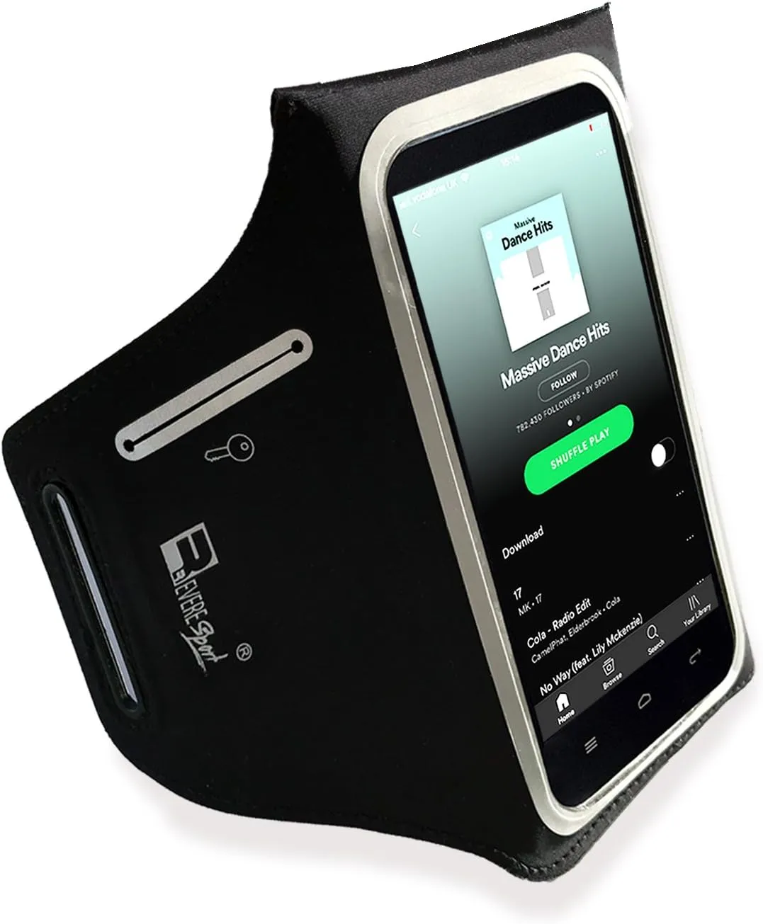RevereSport Waterproof iPhone 16/15/14/13/12 Running Armband with Extra Pockets for Keys, Cash and Credit Cards. Phone Arm Holder for Sports, Gym Workouts and Exercise