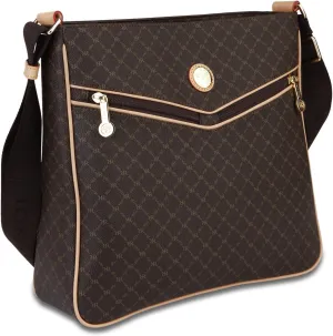 Rioni Brown Monogrammed Canvas Messenger Bag