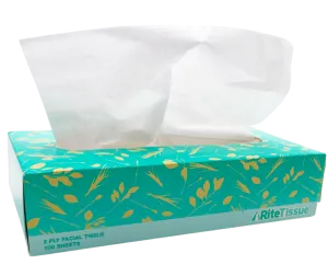RiteTissue -  7.48" X 7.87" 2 Ply Facial Tissue Flat Box, 30 Bx/Cs - FT100