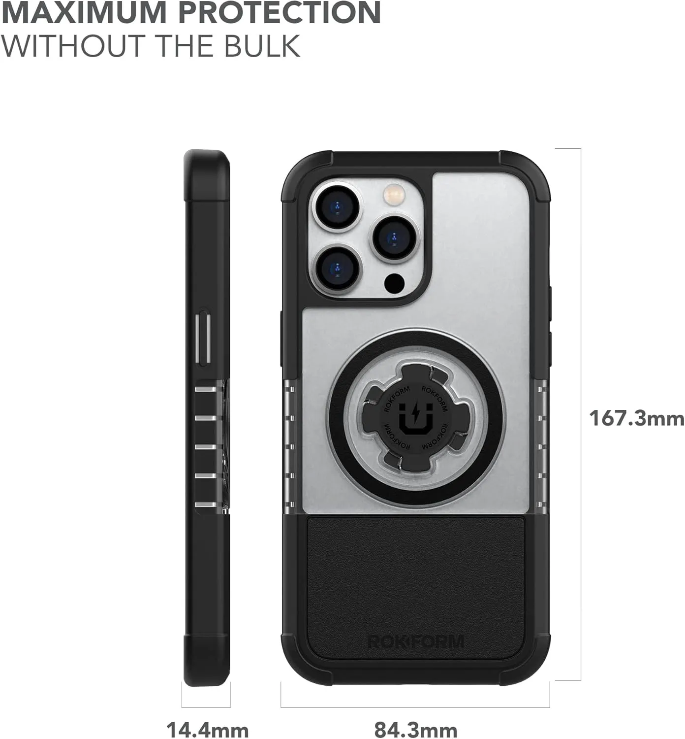 Rokform - iPhone 14 Pro Max Case, Crystal Series, Dual Magnet   MagSafe Compatible, Clear Apple Case, iPhone Cover with RokLock Twist Lock, Slim Magnetic Drop Tested Armor (Clear)