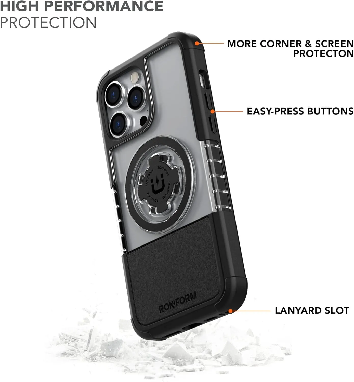 Rokform - iPhone 14 Pro Max Case, Crystal Series, Dual Magnet   MagSafe Compatible, Clear Apple Case, iPhone Cover with RokLock Twist Lock, Slim Magnetic Drop Tested Armor (Clear)