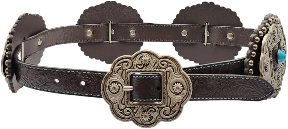 ROPER Women's Floral Embossed Leather Concho Belt