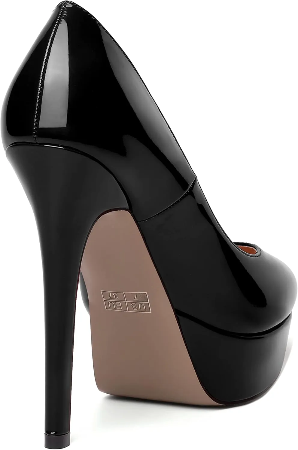 ROSERWISH Womens Round Toe Slip On Platform Patent Sexy Evening Party Stiletto High Heel Pumps Dress Shoes 5 Inch