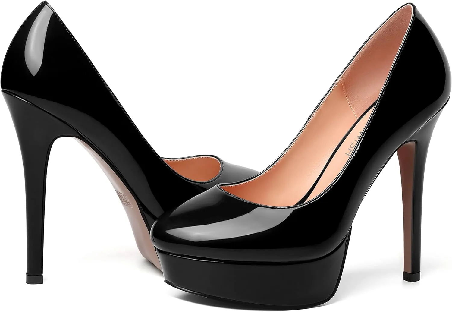 ROSERWISH Womens Round Toe Slip On Platform Patent Sexy Evening Party Stiletto High Heel Pumps Dress Shoes 5 Inch