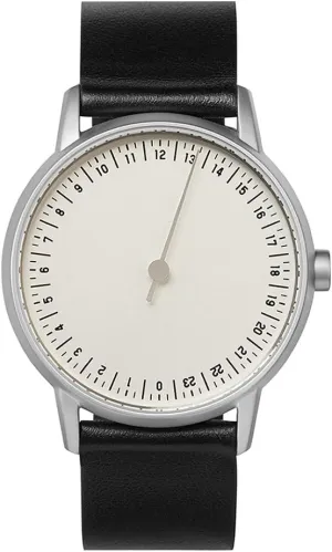 Round 01 - Black Leather, Silver Case, Silver Dial