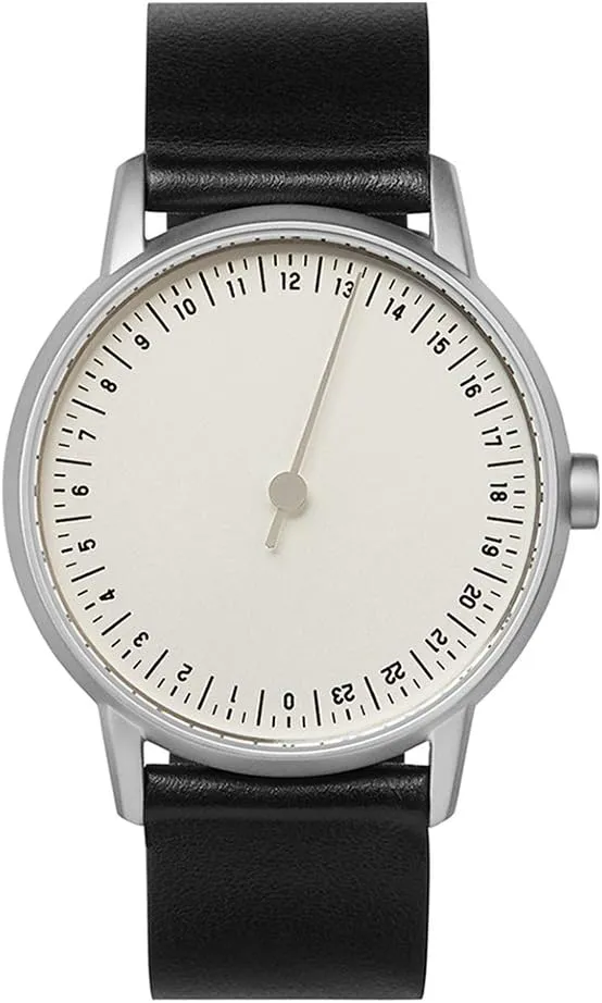 Round 01 - Black Leather, Silver Case, Silver Dial
