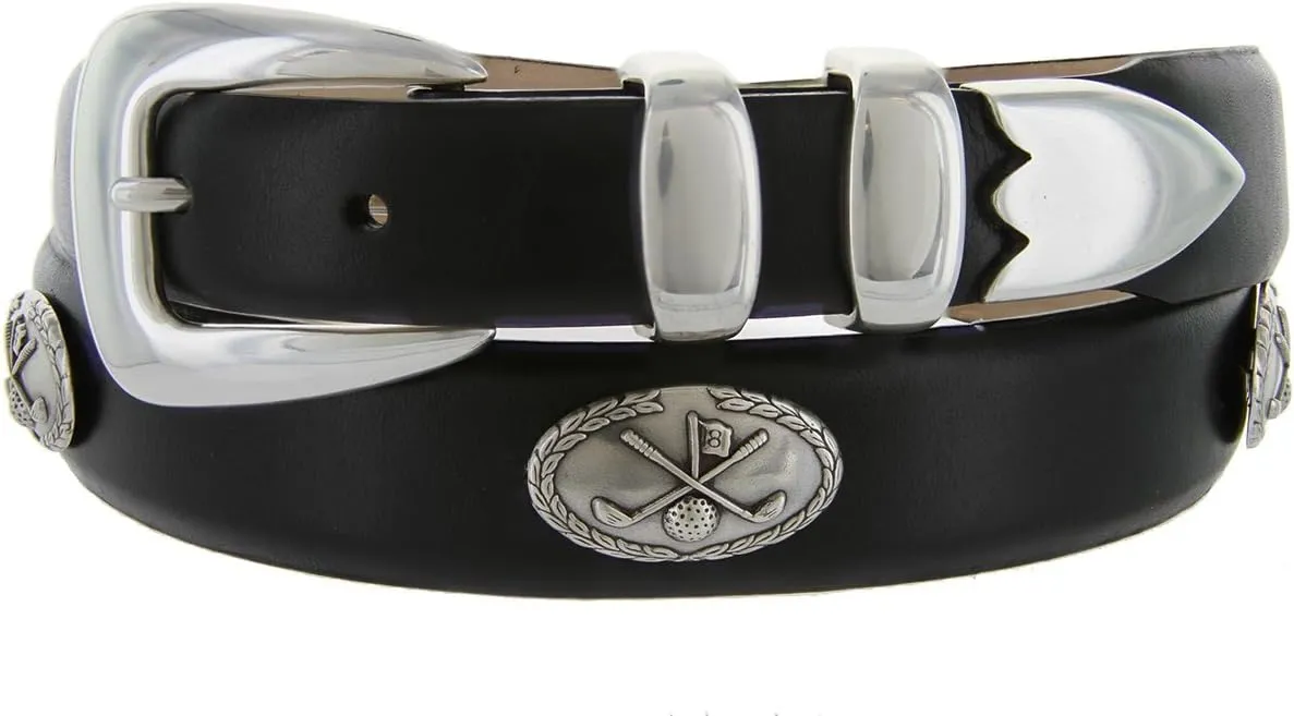 S5525_Golf of Palisades Genuine Full-Grain Cowhide Leather Designer Dress Belt, 1-1/8" taper down to 1" wide